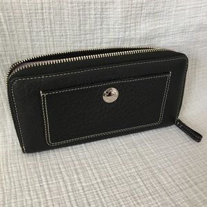 COACH Pebbled Leather Zip Wallet, Black